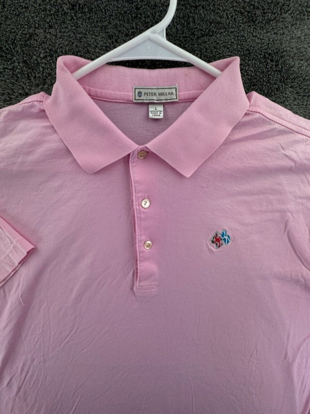 Peter Millar Pink Polo Shirt Men Large Short Sleeve Cotton Frederica Club Golf